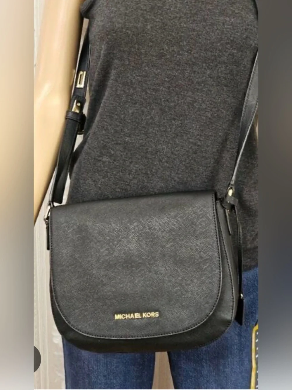 •MICHAEL KORS•NWT BLACK PEBBLED LEATHER HAMILTON LARGE MESSENGER BAG
